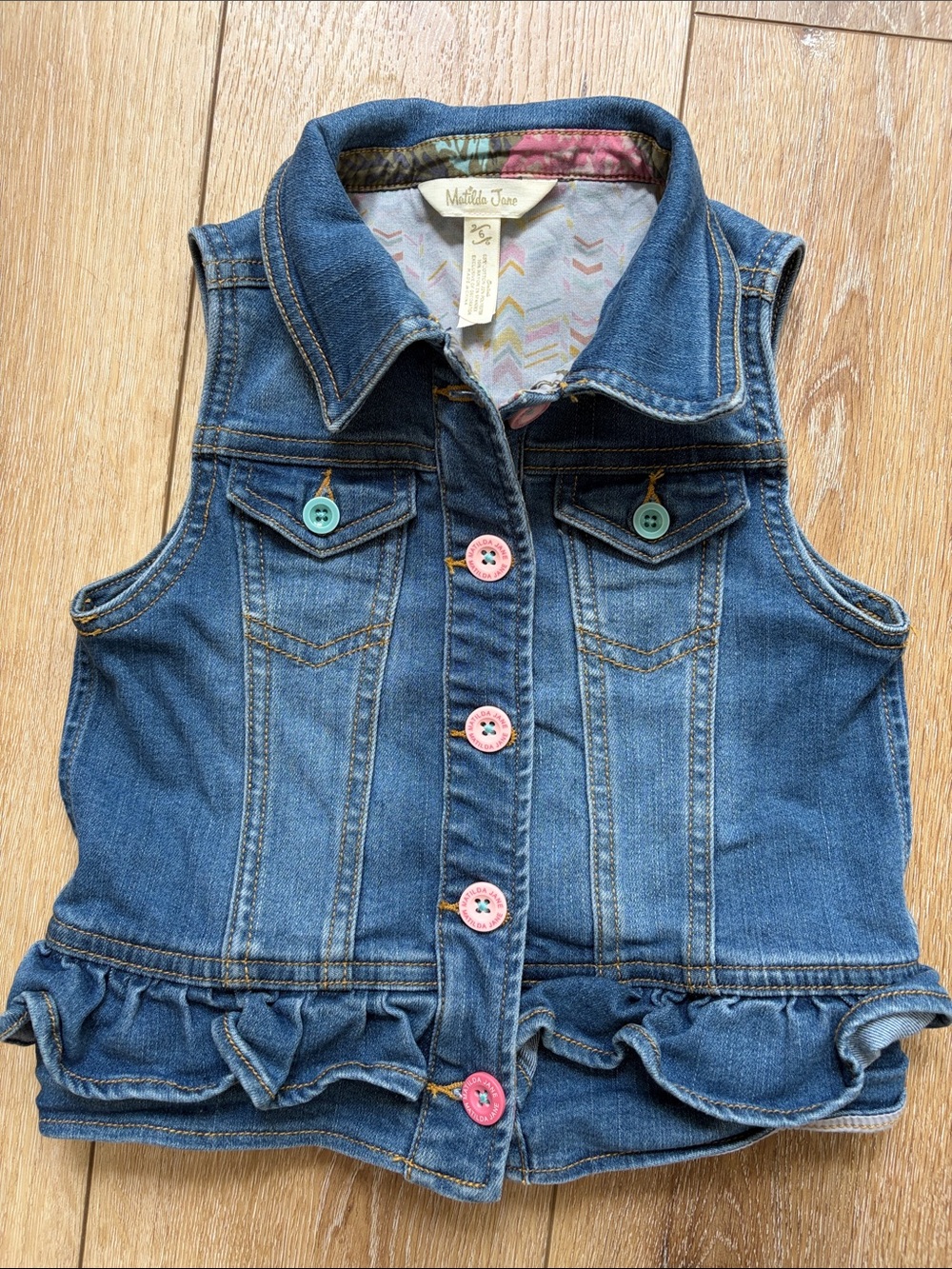 Matilda Jane girls Wonderment It’s True Blue Denim Vest Size 6
